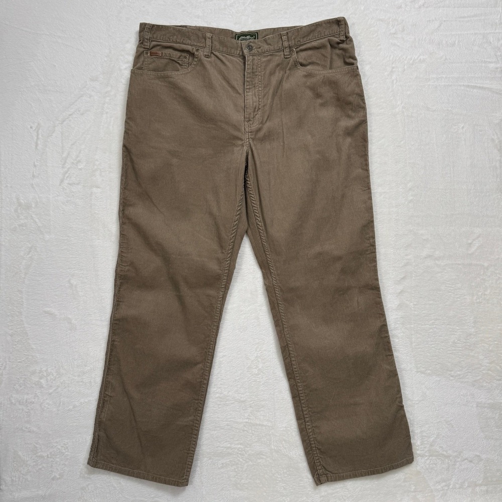 Eddie Bauer Corduroy Pants Mens 38x30 Brown Straight Leg 5-Pocket Cotton‎ Rugged